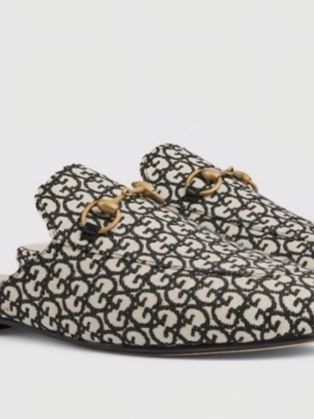 GUCCI PRINCETOWN HORSEBIT GG JACQUARD LOAFER MULE EU 38 1/2 Run Small! - Picture 2 of 9